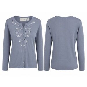 Silk Lore 100% Silk Button Sweater With Embroidery Front.  Size M. Lagonlook,...